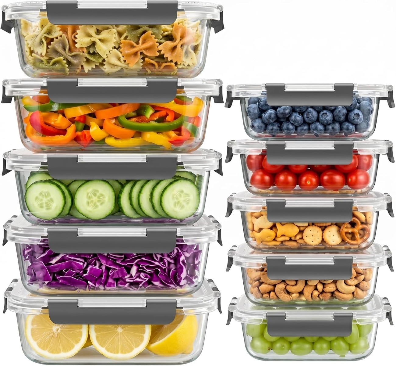 Meal Prep Glass Containers Oven Safe - 10 Sets Glass Food Storage Containers