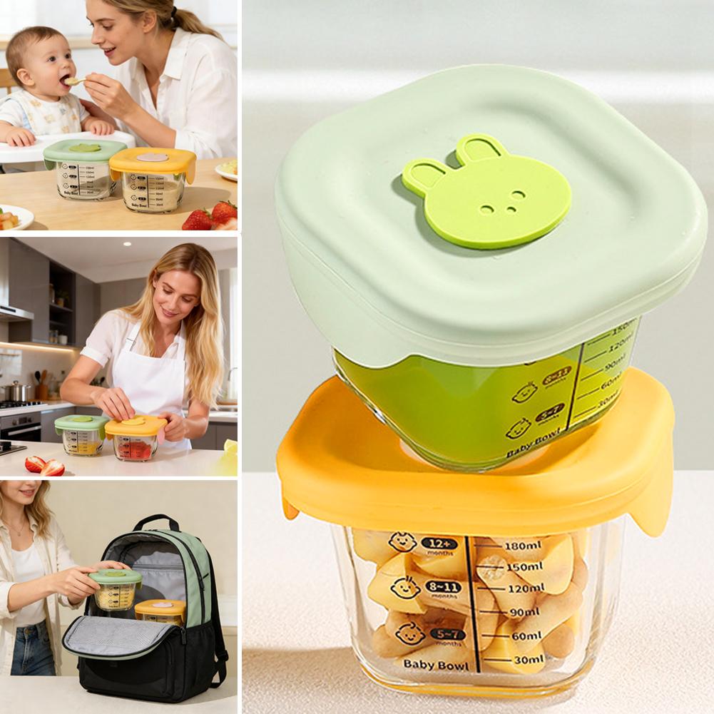 Meal Prep Glass Containers Oven Safe - 2PCS Glass Steaming Bowl Baby Food