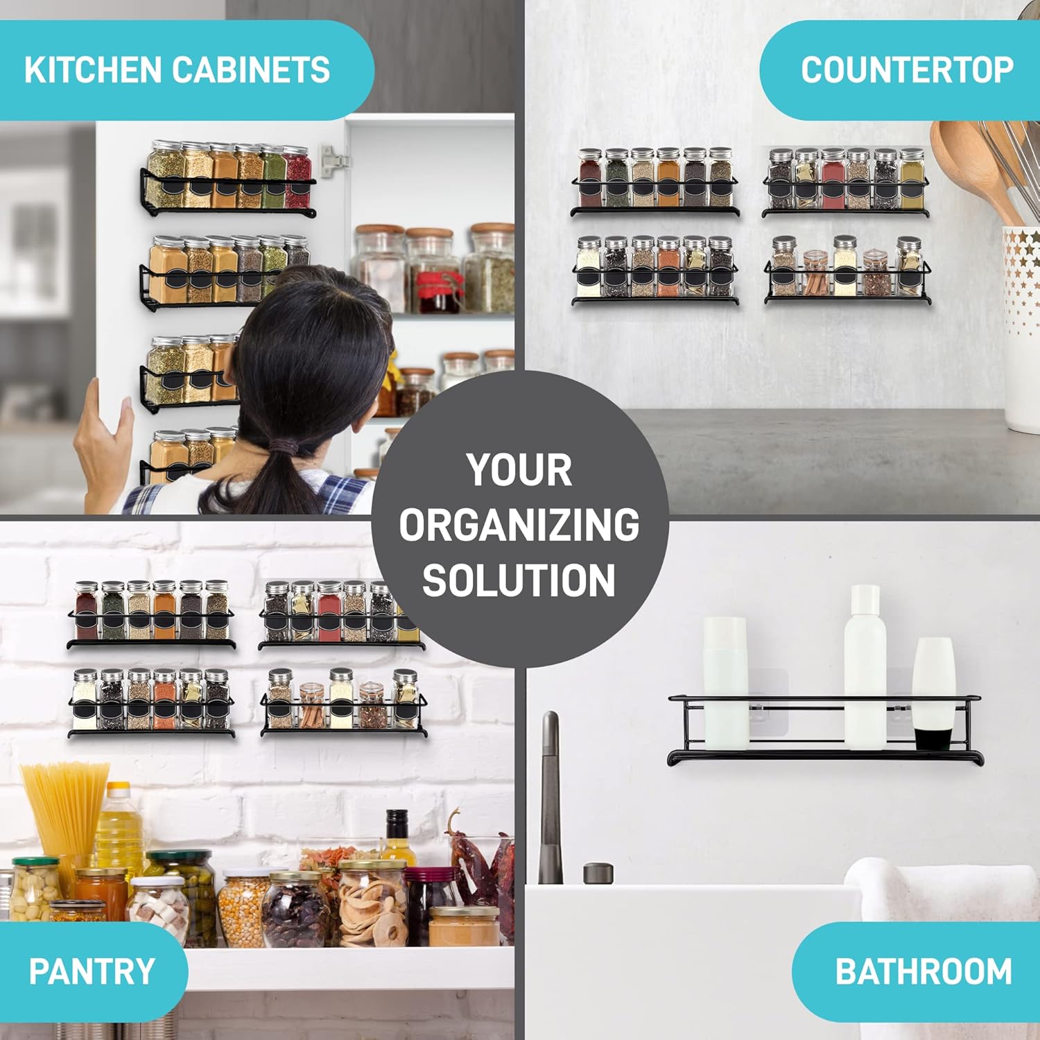 2PCS Kitchen Spice Rack Metal  - Spice Jar Labels recension och pris