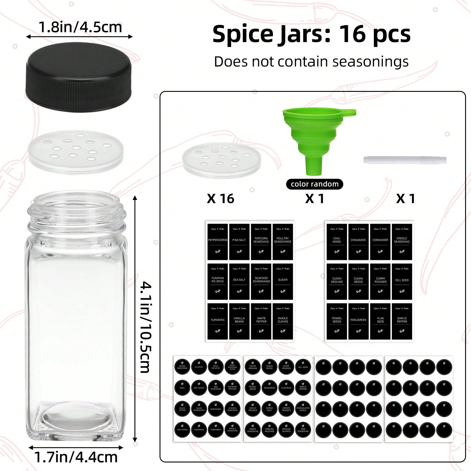 16/24‑Pack 4oz Square Glass Sp - Spice Jar Labels recension och pris