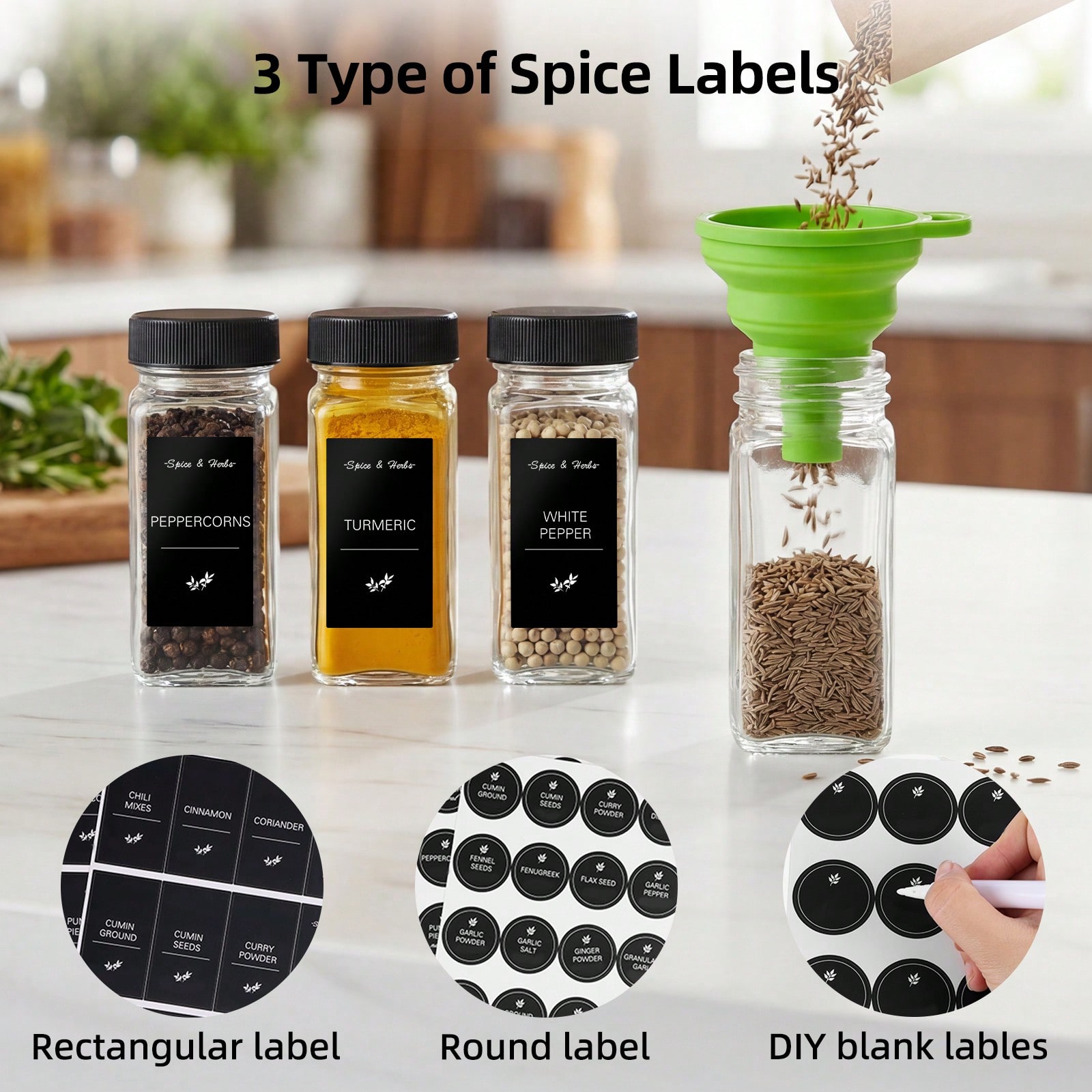 16/24‑Pack 4oz Square Glass Sp - Spice Jar Labels recension och pris