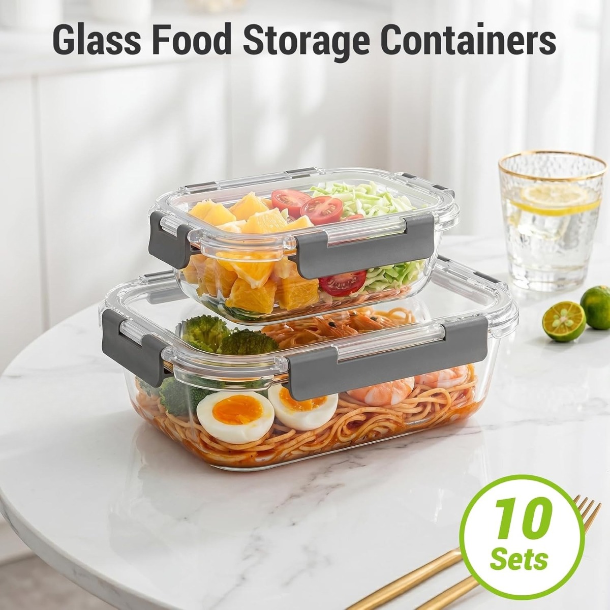 10 Sets Glass Food Storage Con - Meal Prep Glass Containers Oven Safe recension och pris