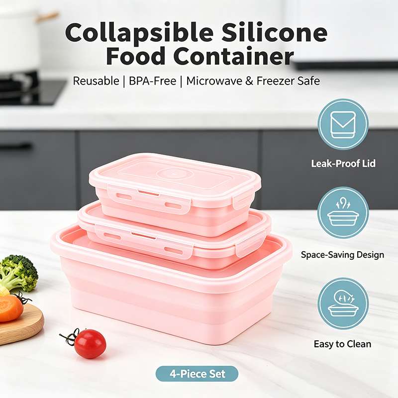 4Pcs Foldable Silicone Lunch B - Meal Prep No Microwave recension och pris
