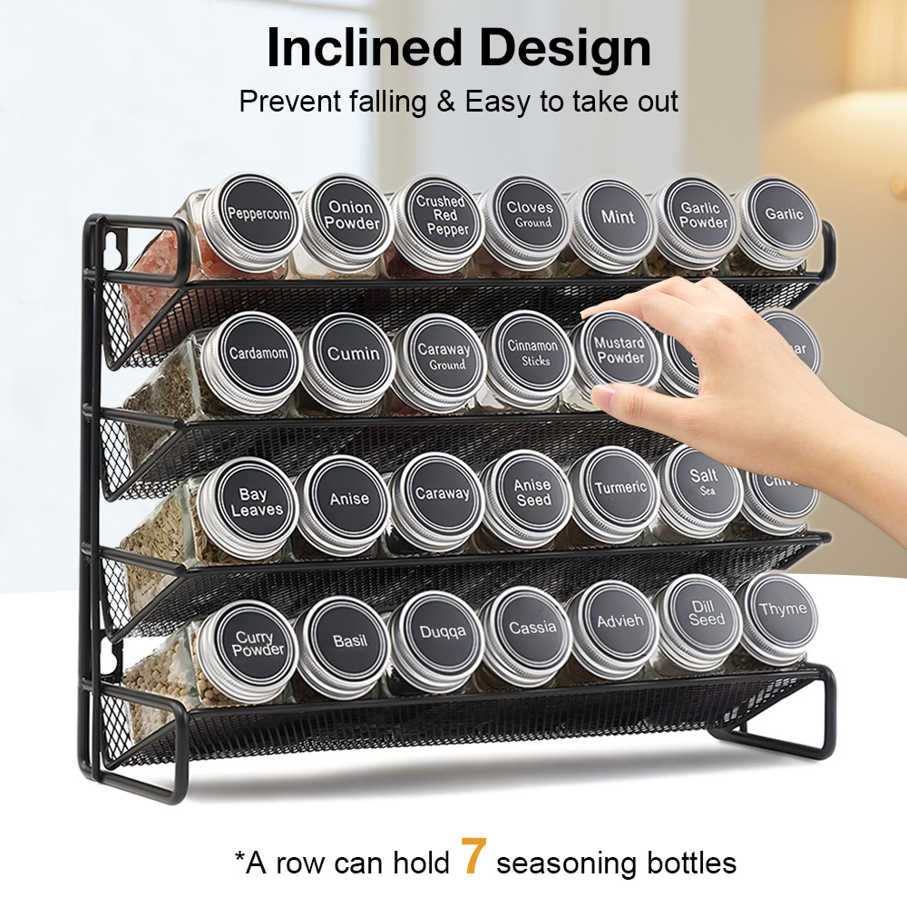 4 Tier Kitchen Spice Rack Cupb - Spice Jar Labels recension och pris