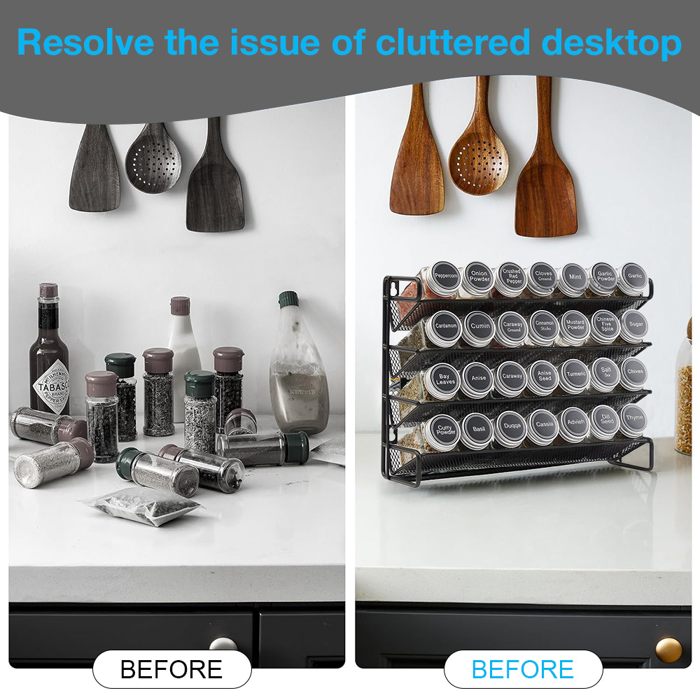 4 Tier Kitchen Spice Rack Cupb - Spice Jar Labels recension och pris