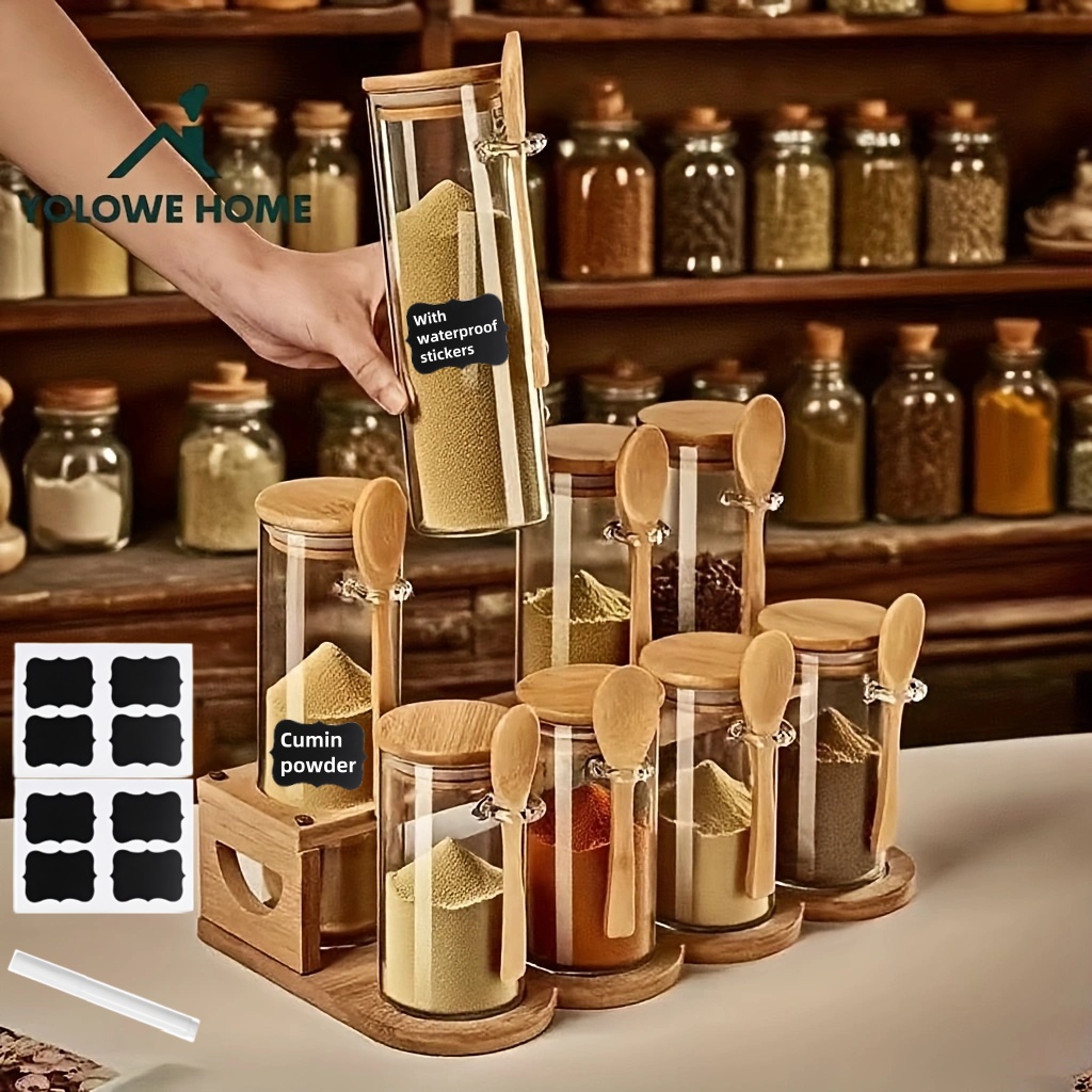 8-Piece Glass Storage Containe - Spice Jar Labels recension och pris