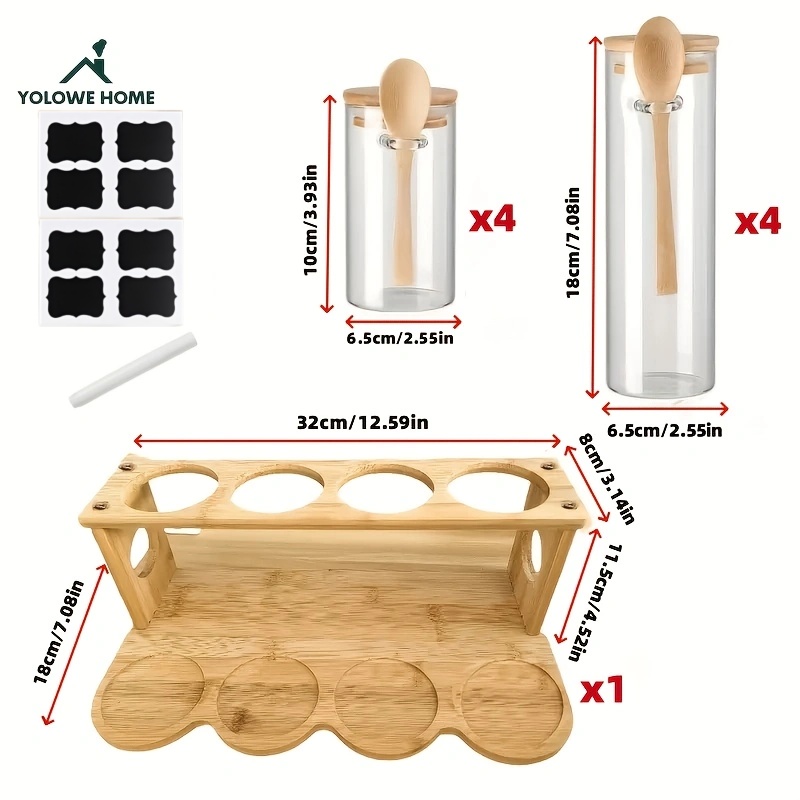 8-Piece Glass Storage Containe - Spice Jar Labels recension och pris