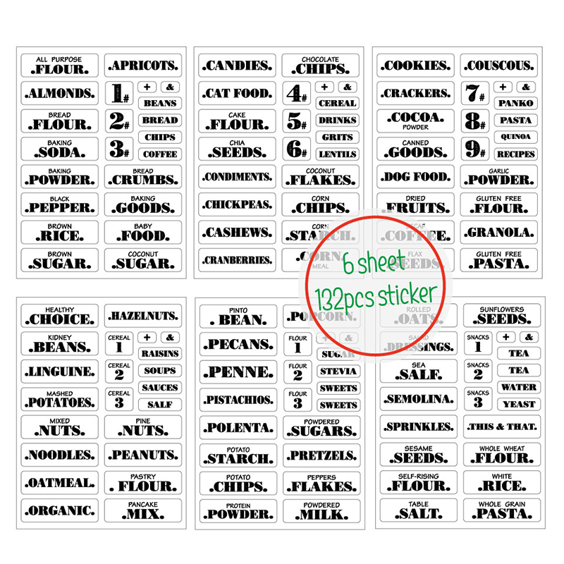 132pcs Kitchen Food Stickers W - Spice Jar Labels recension och pris
