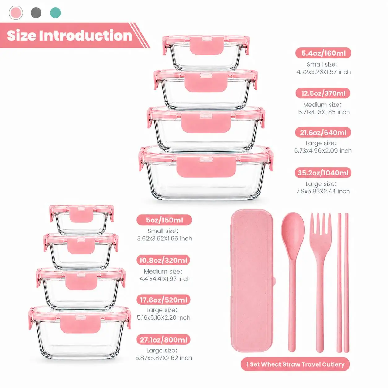 8/12Pcs Stackable Borosilicate - Meal Prep Glass Containers Oven Safe recension och pris